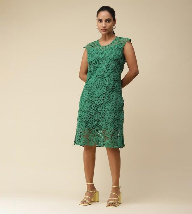 label ritu kumar green schiffli short dress