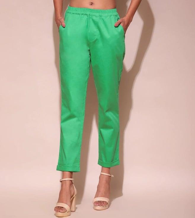 label ritu kumar green tapered elasticated pant