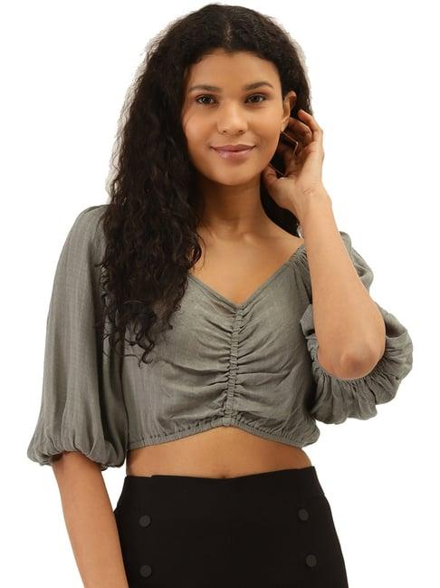 label ritu kumar grey regular fit crop top