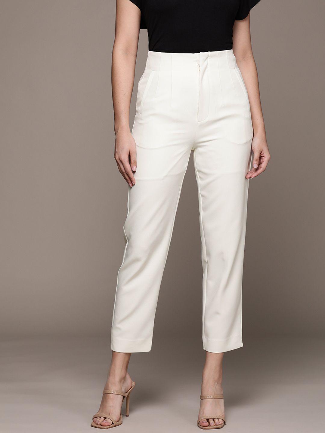 label ritu kumar high-rise tapered fit pleated cropped trousers