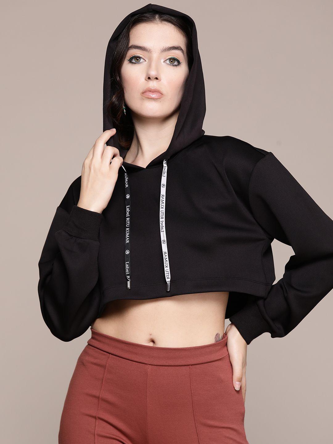 label ritu kumar hooded scuba crop top