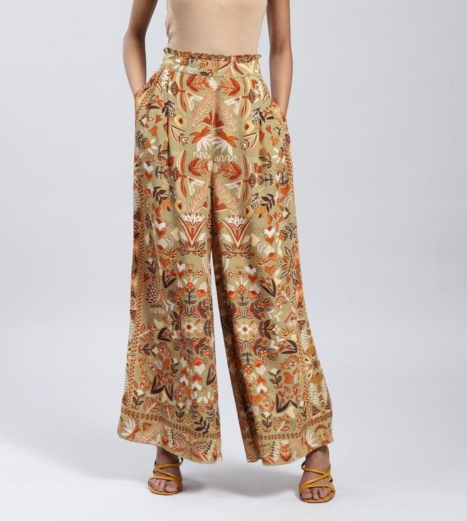 label ritu kumar khaki printed palazzos