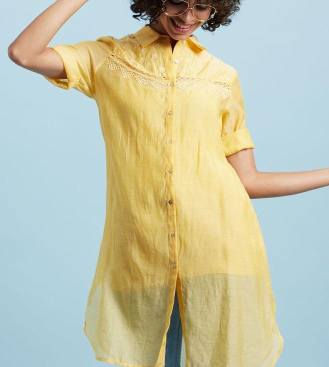 label ritu kumar lemon regular fit tunic with camisole