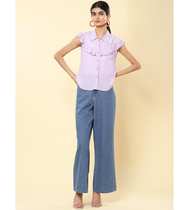 label ritu kumar lilac relaxed fit shirt