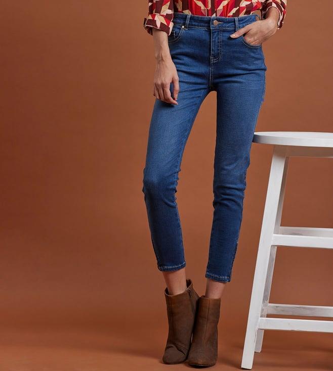 label ritu kumar medium blue denim pants