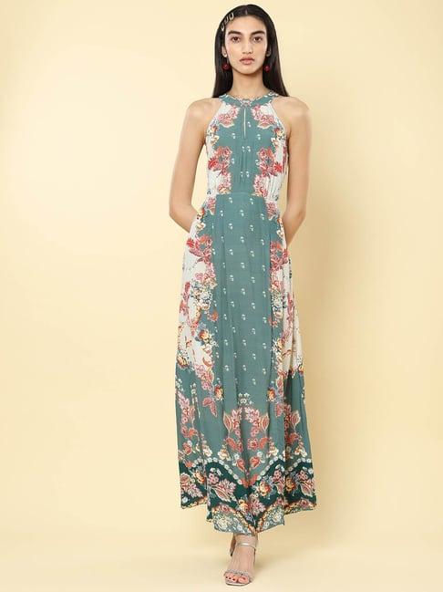 label ritu kumar mint floral print dress