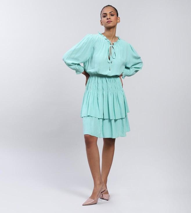 label ritu kumar mint short dress with smocking