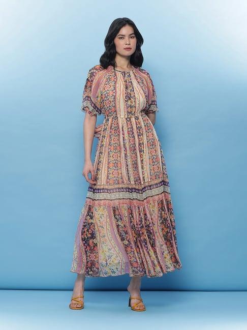 label ritu kumar multicolor floral print maxi dress