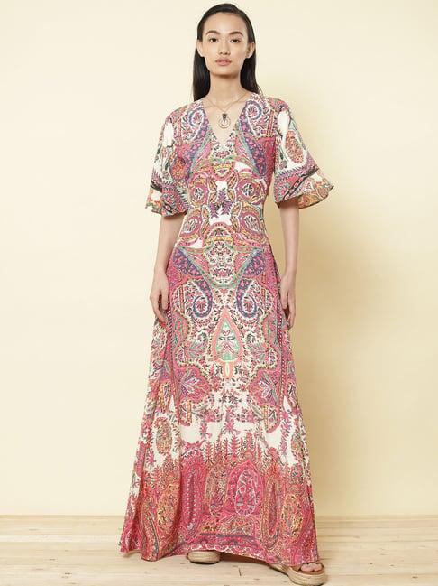 label ritu kumar multicolor printed dress