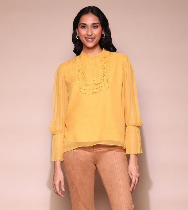 label ritu kumar mustard ruffle top