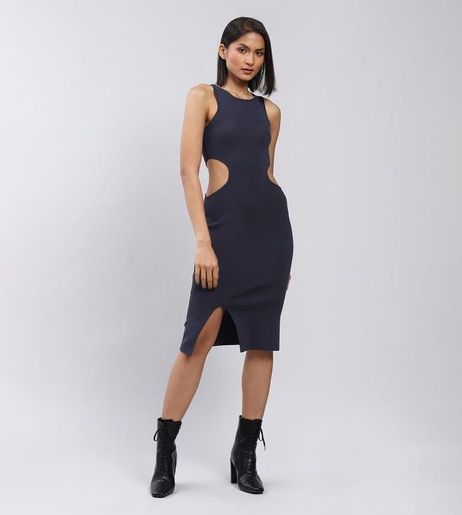 label ritu kumar navy cut-out short dress