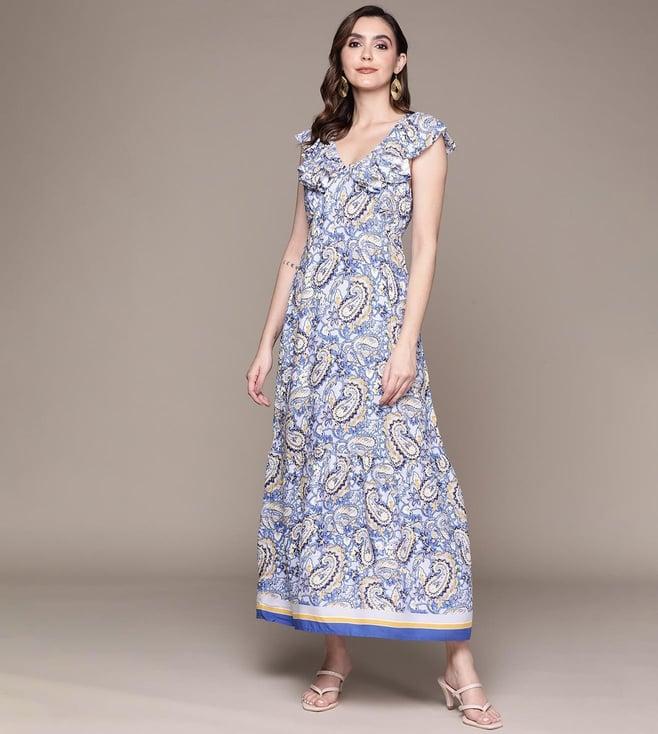 label ritu kumar navy paisley long dress