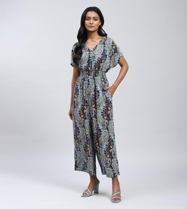 label ritu kumar navy paisley print jumpsuit