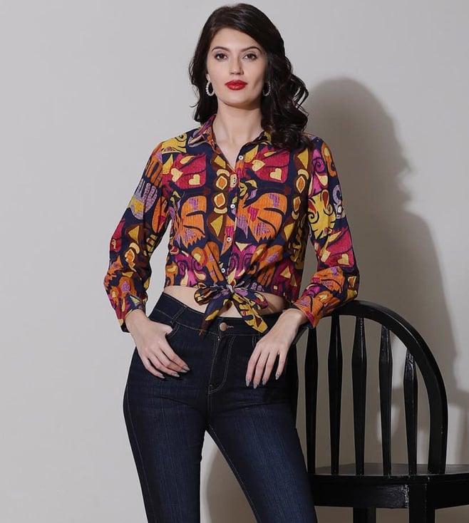 label ritu kumar navy printed shirt