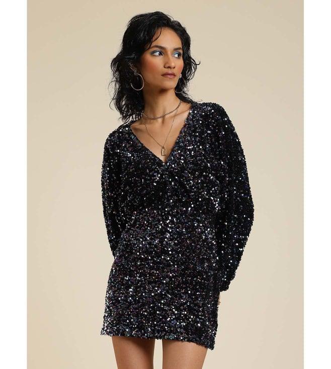 label ritu kumar navy sequin short dress