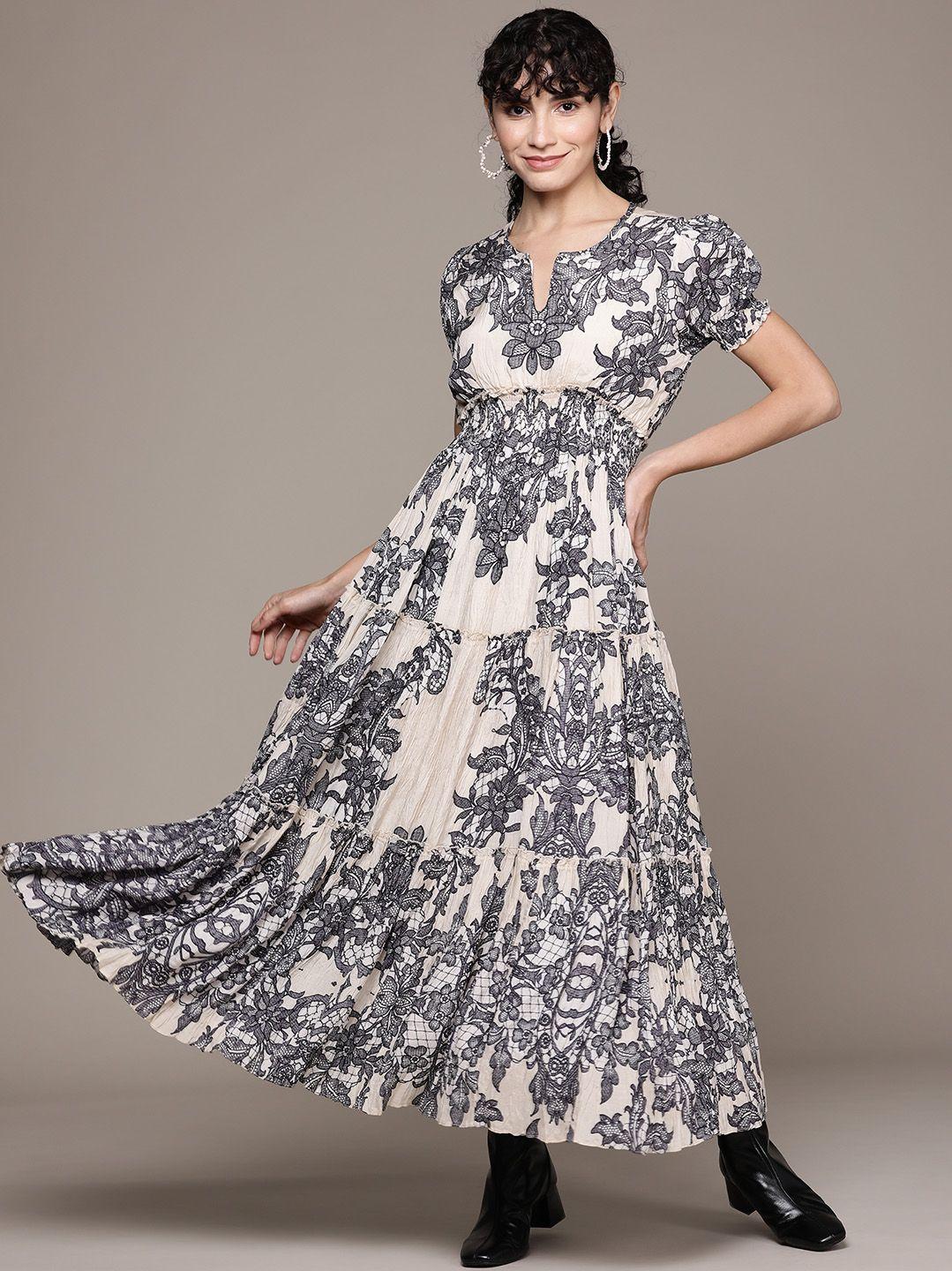 label ritu kumar off white floral maxi dress