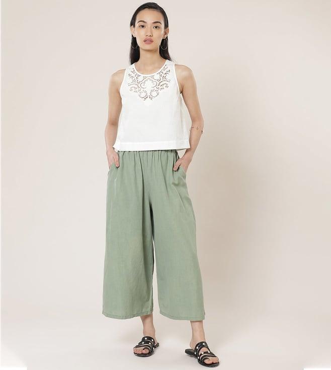 label ritu kumar olive green cotton linen pants