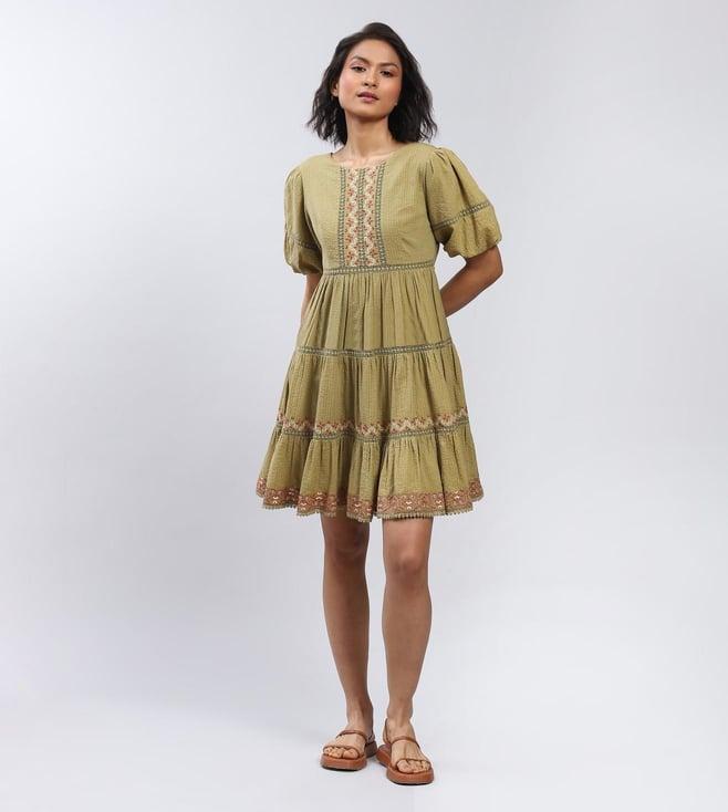 label ritu kumar olive louisa short dress