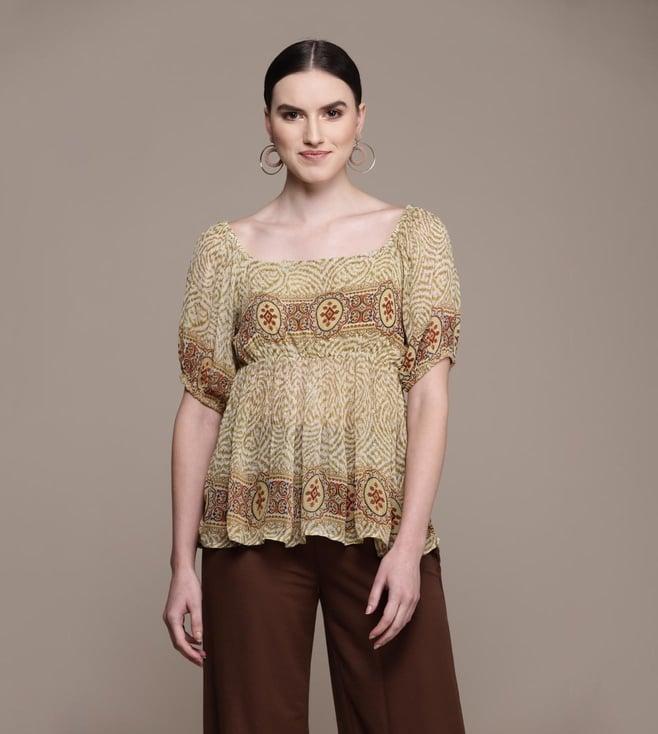 label ritu kumar olive printed top