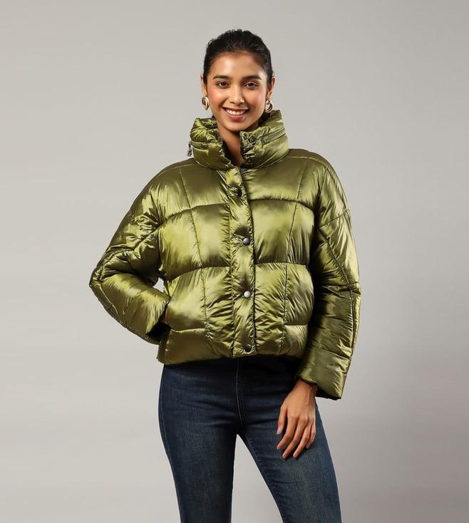 label ritu kumar olive solid puffer jacket