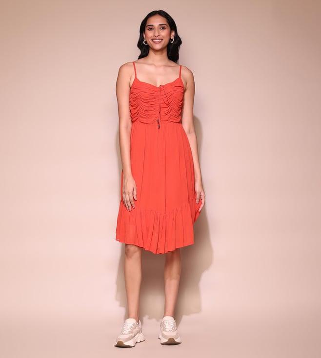 label ritu kumar orange strappy short dress