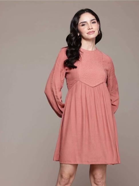 label ritu kumar peach embroidered a-line dress