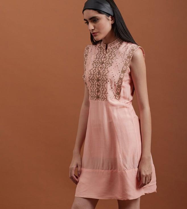 label ritu kumar peach embroidered tunic with camisole