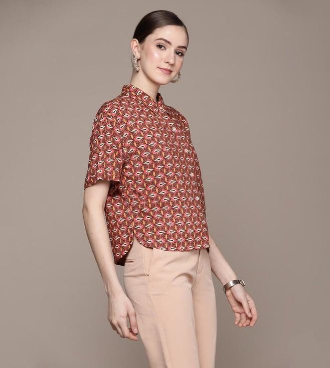 label ritu kumar peach geometric shirt