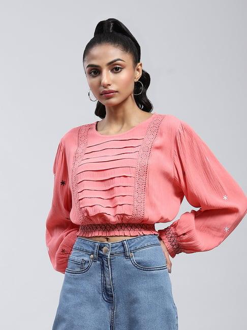 label ritu kumar pink embroidered top