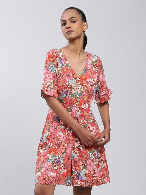 label ritu kumar pink floral playsuit