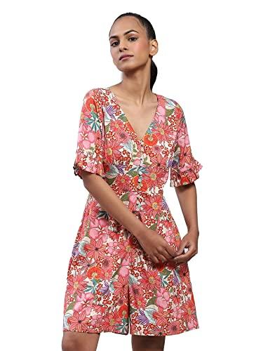 label ritu kumar pink floral print playsuit