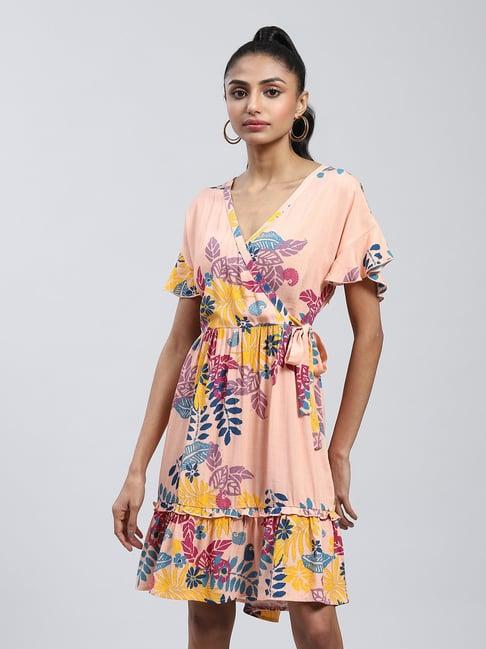 label ritu kumar pink printed wrap dress