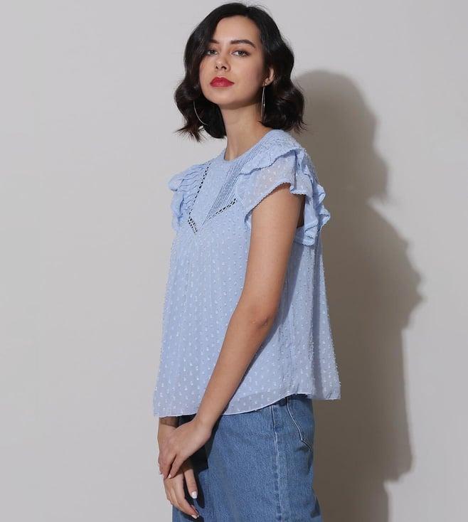 label ritu kumar powder blue pleated top