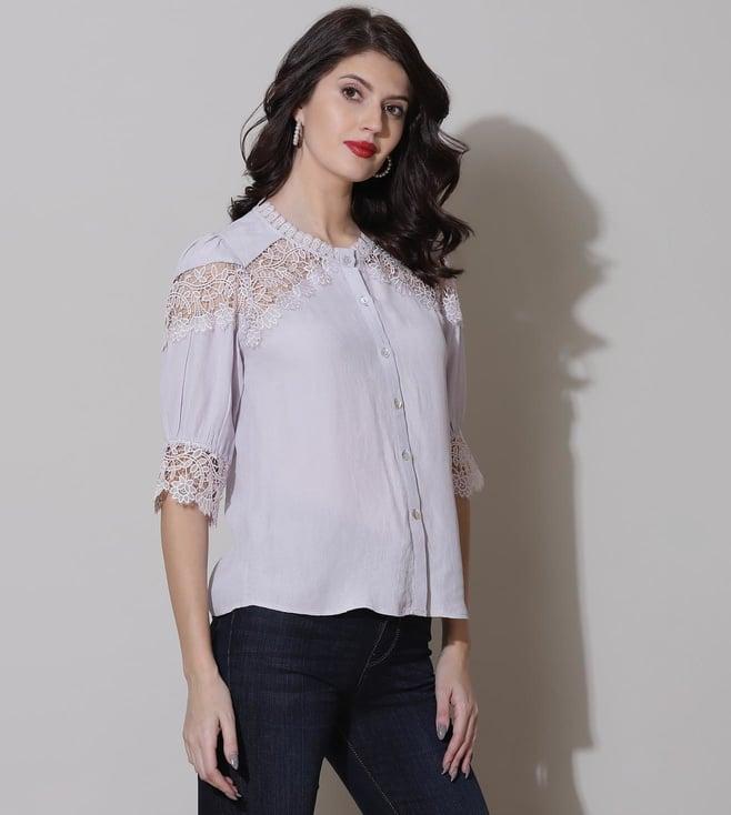 label ritu kumar powder shirt with lace inserts