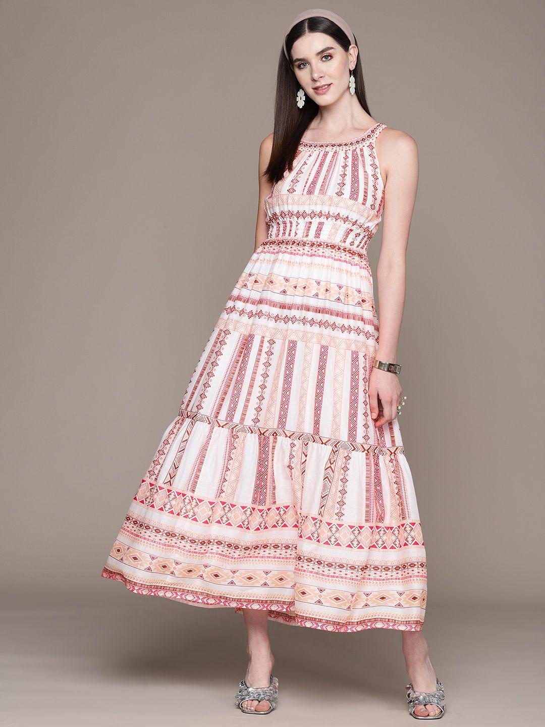 label ritu kumar printed smocked maxi dress