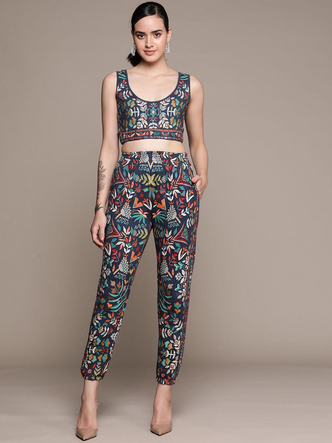 label ritu kumar printed top with trousers