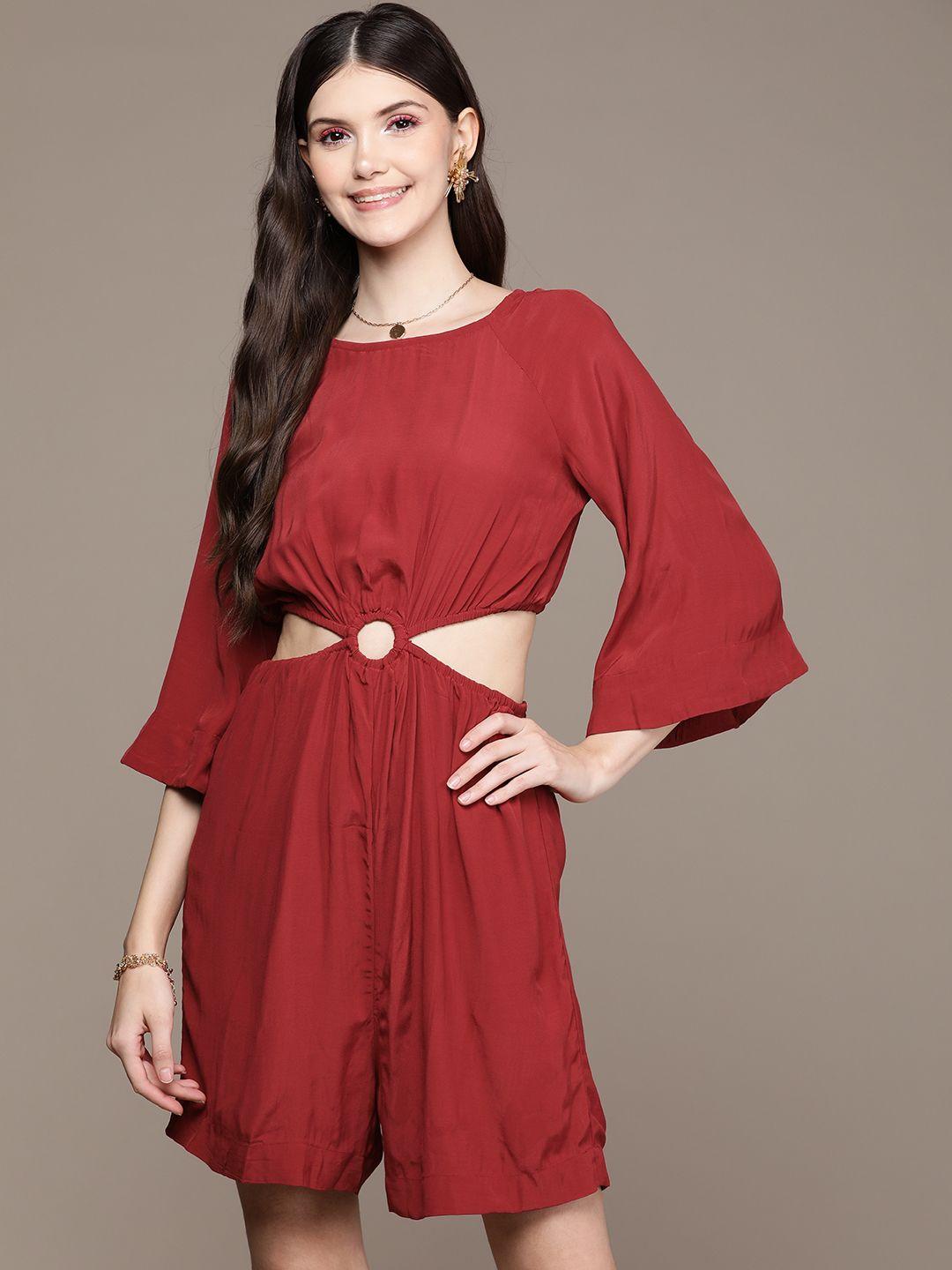 label ritu kumar red cut out play suit