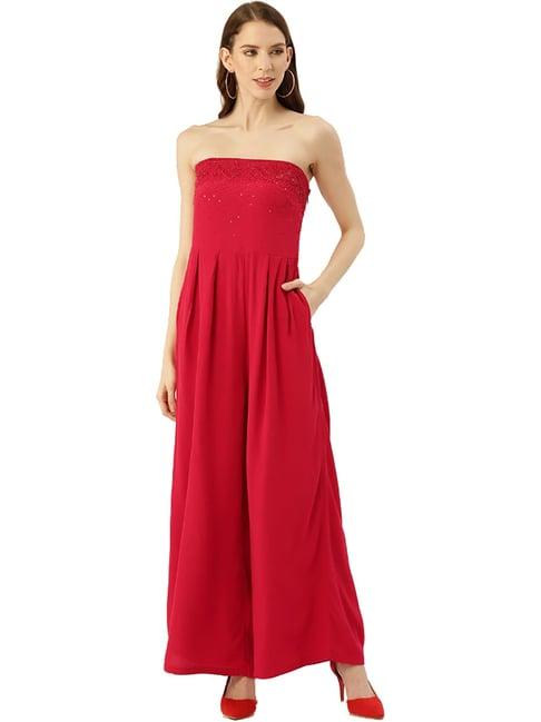 label ritu kumar red embellished jumpsuit