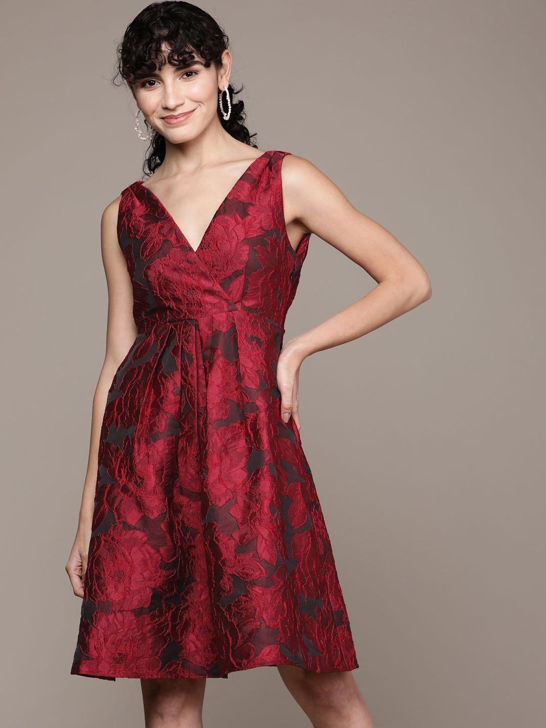 label ritu kumar red floral jacquard dress