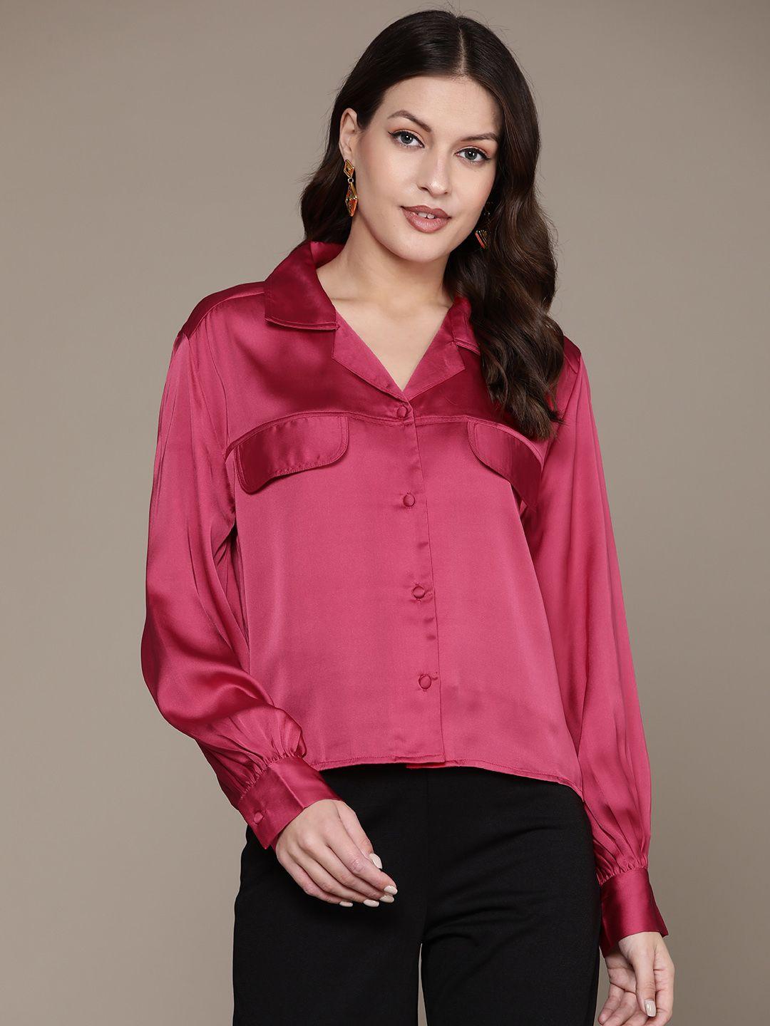 label ritu kumar relaxed cuban collar puff sleeves casual shirt