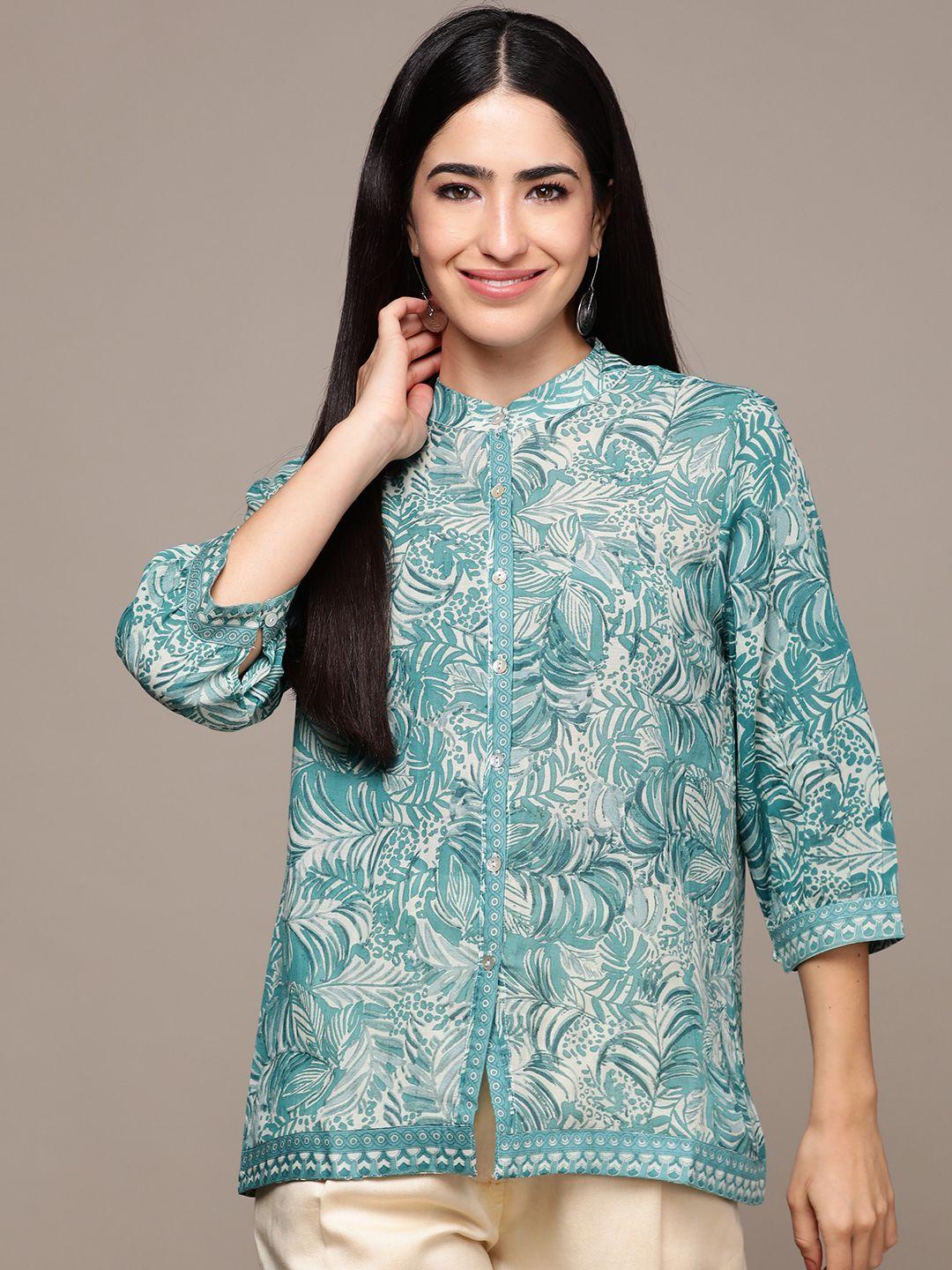 label ritu kumar relaxed floral opaque printed casual shirt