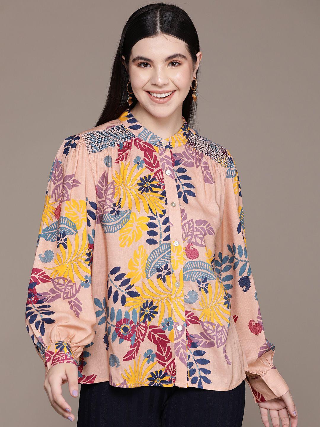 label ritu kumar relaxed floral printed casual shirt