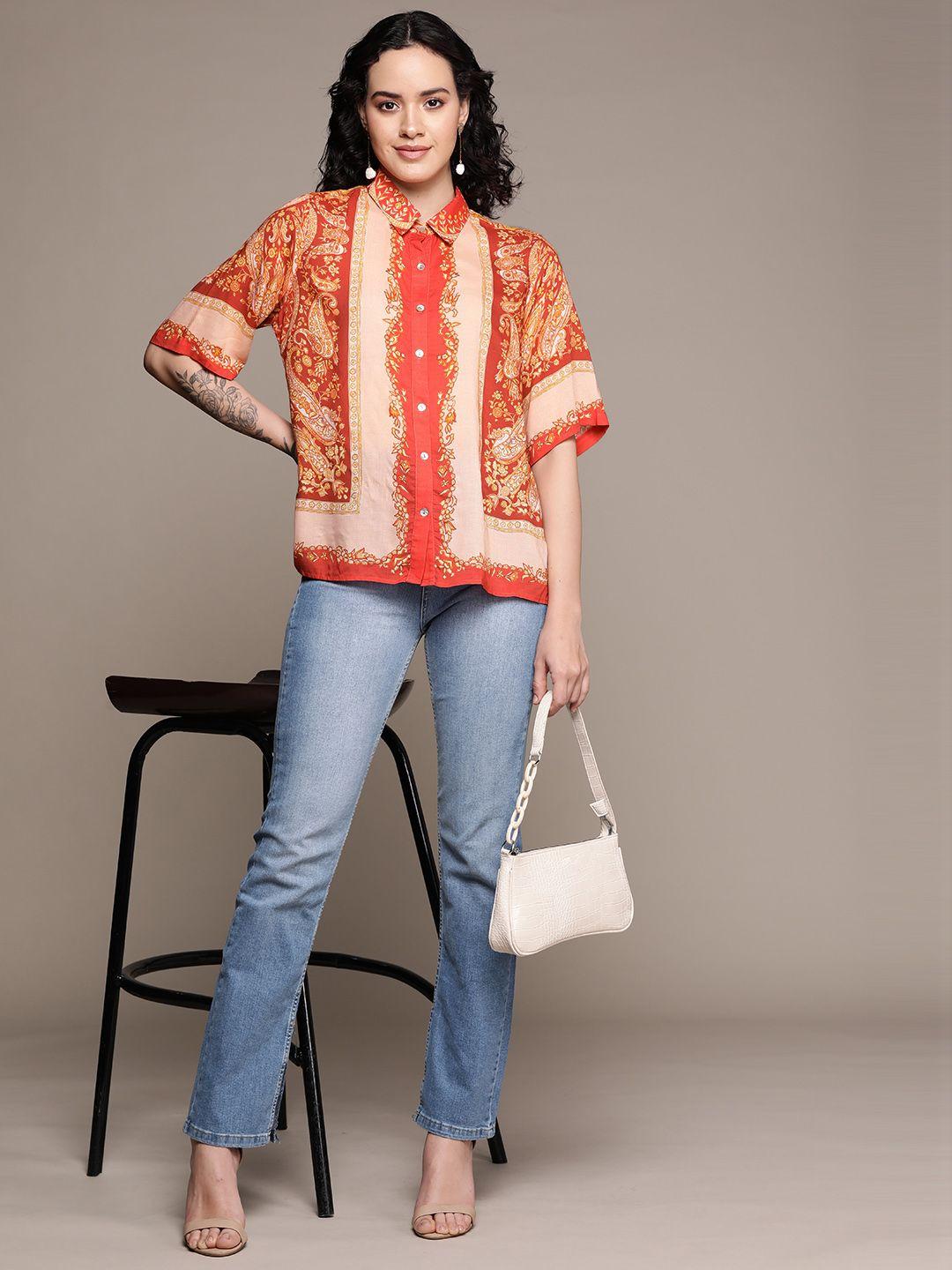 label ritu kumar relaxed opaque printed casual shirt