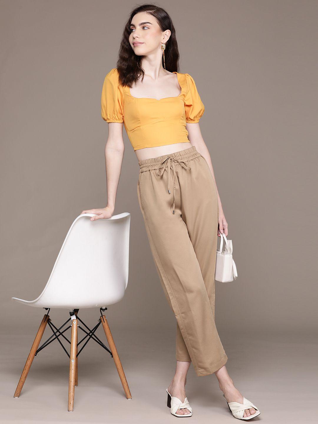 label ritu kumar relaxed straight leg cropped straight fit trousers