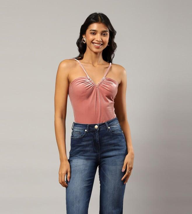 label ritu kumar rose velvet bodysuit