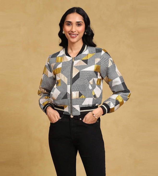 label ritu kumar silver jacquard jacket