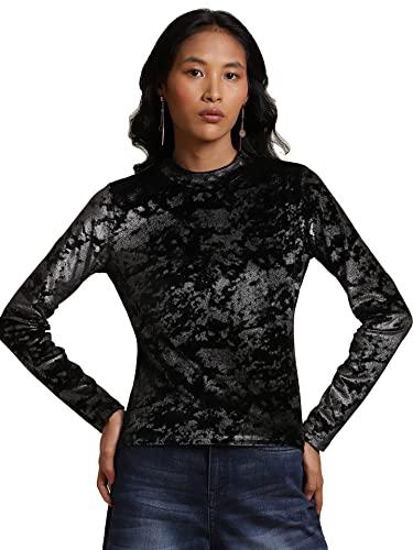 label ritu kumar women's fitted top stpdps01n30097571-black-s