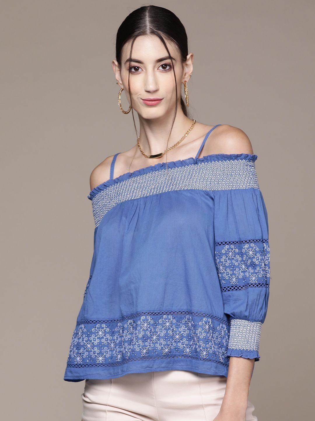 label ritu kumar women blue top