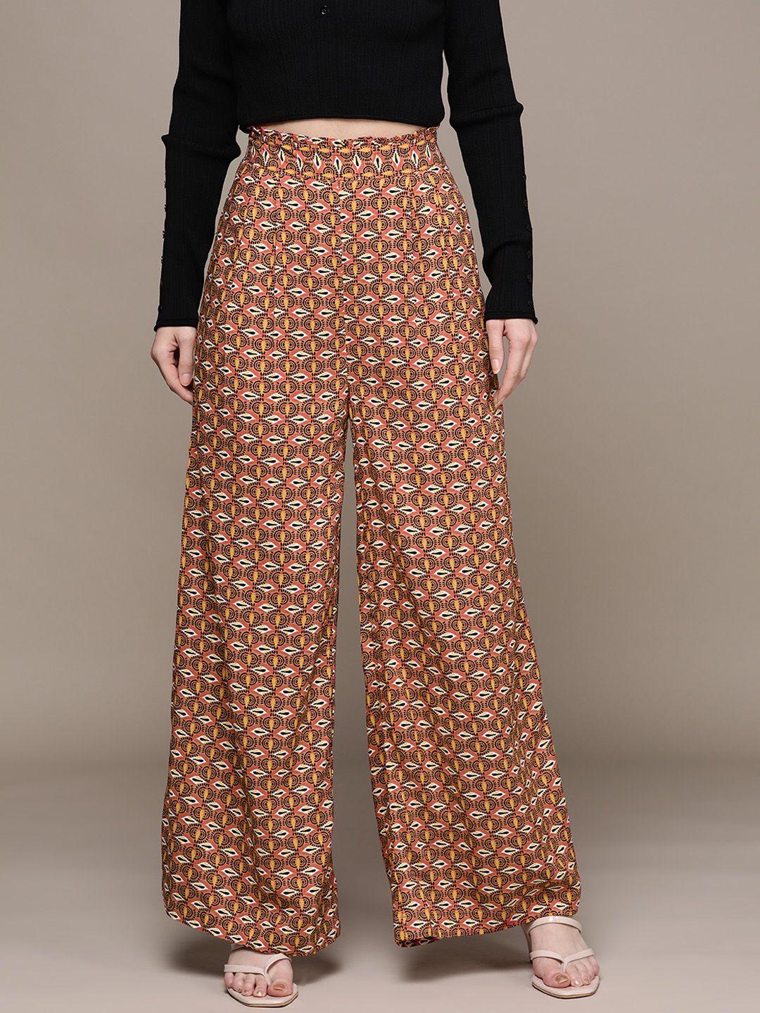 label ritu kumar women ethnic motifs printed flared trousers