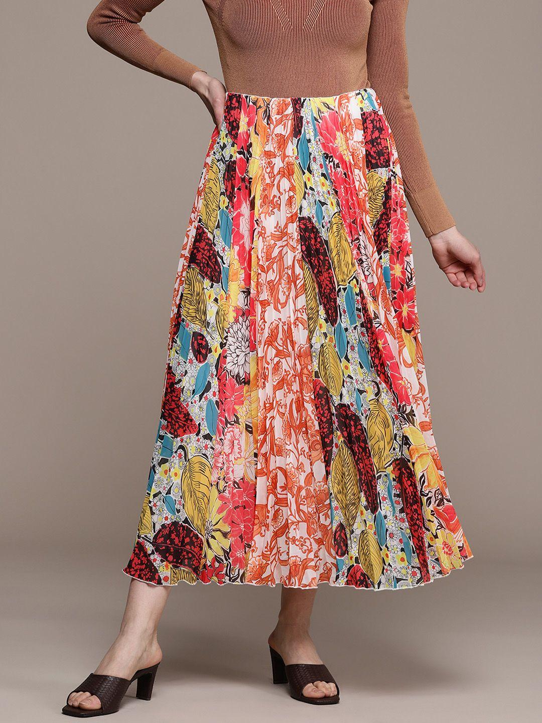 label ritu kumar women multicoloured floral print flared skirt